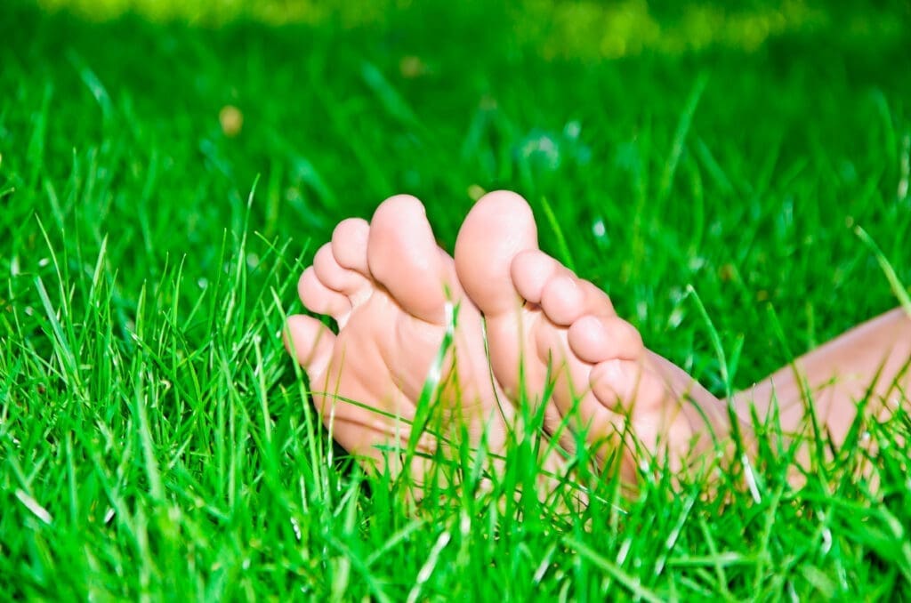 Bare feet on Lawn